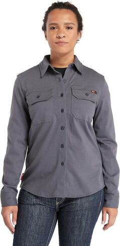 Timberland Pro Women's Fr Cotton Core Button Flame Dressant Hirt ، الفحم ، 2x-Large in Saudi Arabia