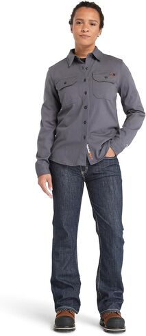 Timberland Pro Women's Fr Cotton Core Button Flame Dressant Hirt ، الفحم ، 2x-Large in Saudi Arabia
