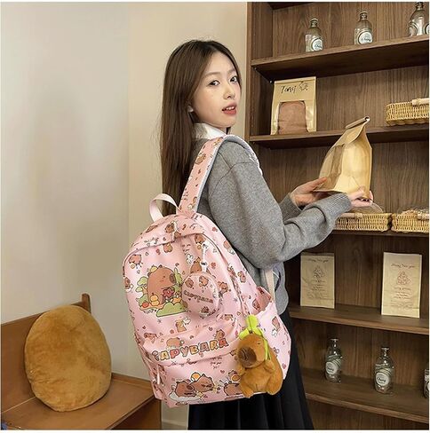 Capybara Backpack Picnic Capibara Bag Kawaii Capivara Backpack Cute Kapibara Bag Capy Bara Cappy Barra Daypack (Pink) in Kuwait