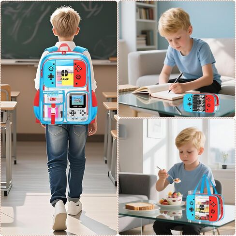 حقيبة ظهر واضحة للأولاد - Gamer Kids Clear Bookbag للمدرسة ، انظر كبير من خلال حقيبة الظهر PVC لأحداث الاستاد ، والسفر ، والكلية ، والعمل in Kuwait