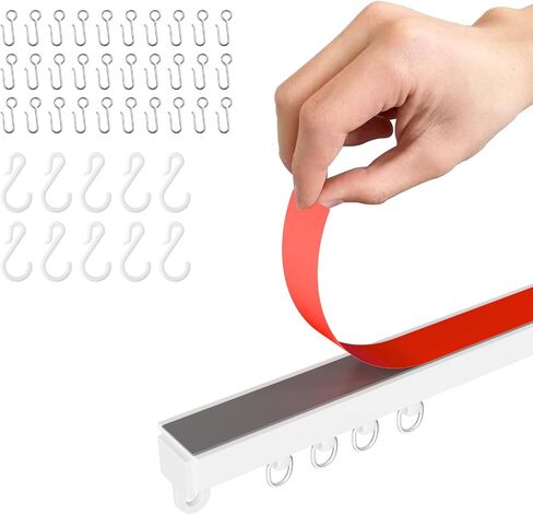 Adhesive Ceiling Curtain Track, Paste Type No Need to Drill, Suitable for Smooth Ceiling or Wall, Closets, Door and Window Frames, Meet Multi-Scenario and Multi-Functional Needs-3.32M/10.9FT in Saudi Arabia