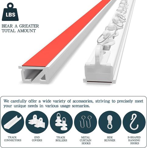 Adhesive Ceiling Curtain Track, Paste Type No Need to Drill, Suitable for Smooth Ceiling or Wall, Closets, Door and Window Frames, Meet Multi-Scenario and Multi-Functional Needs-3.32M/10.9FT in Saudi Arabia