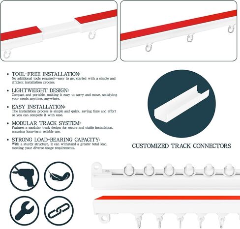 Adhesive Ceiling Curtain Track, Paste Type No Need to Drill, Suitable for Smooth Ceiling or Wall, Closets, Door and Window Frames, Meet Multi-Scenario and Multi-Functional Needs-3.32M/10.9FT in Saudi Arabia