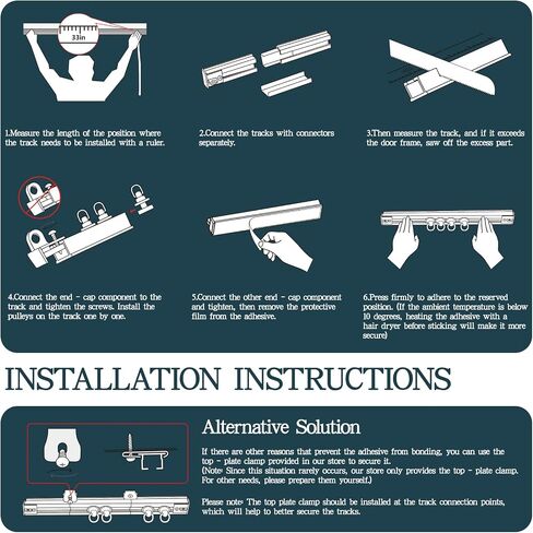 Adhesive Ceiling Curtain Track, Paste Type No Need to Drill, Suitable for Smooth Ceiling or Wall, Closets, Door and Window Frames, Meet Multi-Scenario and Multi-Functional Needs-3.32M/10.9FT in Saudi Arabia