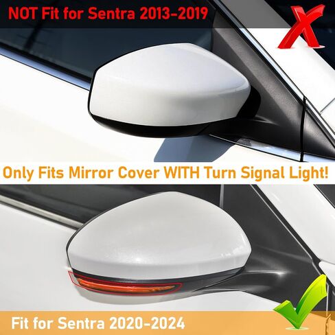 Moonlinks Compatible with Nissan Sentra 2020 2021 2022 2023 2024 Side Mirror Cover Replacement, Glossy Black Right Passenger Side Clip-on Mirror Cap for Sentra S/SR/SV/Sense/Advance/Exclusive in Saudi Arabia