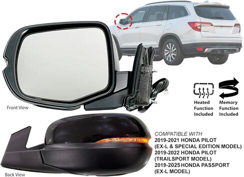 استبدال APA لمرآة الرؤية الخلفية الخارجية 2019-2022 PILOT 2019-2025 POSSPORT Power مسخن مع ذاكرة الإشارة GLOSSY CAP SIDE 76200TG7A71ZE HO1321335 in Saudi Arabia