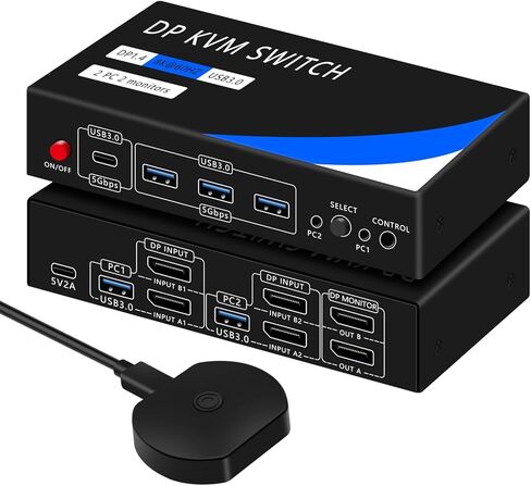 KVM Switch hdmi 1 Monitors 2 Computers 4K@60Hz,usb3.0 Devices Keyboard Mouse Printer USB switcher,2 Computers one Monitor Switch,with Desktop Controller Button switches in Saudi Arabia