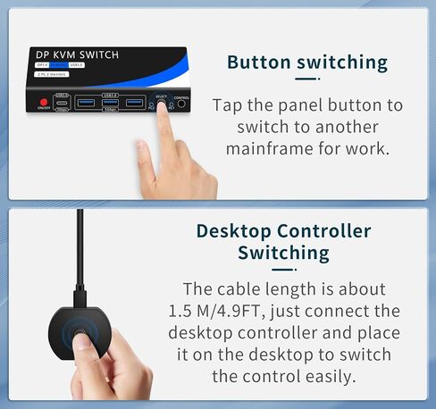 KVM Switch hdmi 1 Monitors 2 Computers 4K@60Hz,usb3.0 Devices Keyboard Mouse Printer USB switcher,2 Computers one Monitor Switch,with Desktop Controller Button switches in Saudi Arabia