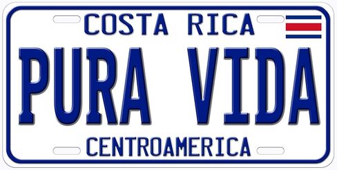 Costa Rica Pura Vida Flat Novelty Car Auto License Plate, WORLDAA011 in Saudi Arabia