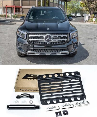 Extreme Online Store Replacement for 2019-Present Mercedes Benz GLB250 & GLB35 AMG | EOS Plate Version 1 Front Bumper Tow Hook License Relocator Mount Bracket Tow-551 (Mid Size) in Saudi Arabia