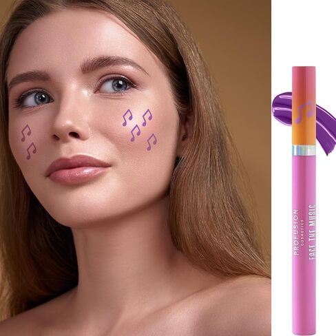 Profusion Cosmetics It's a Vibe The Music Face Stamp، تركيبة طويلة الأمد وسريعة الجفاف، ختم ملون بأنماط النجوم والقلب والموسيقى للحصول على مظهر جذاب in Kuwait