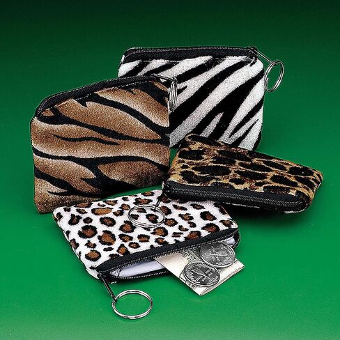 Plush Safari Print Coin Purse Key Chain, Pack of 12 in Saudi Arabia