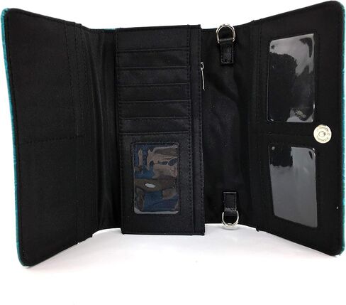 Zelris Sugar Skull Roses Angel Wing Women Crossbody Wrist Handle Trifold Wallet in Kuwait