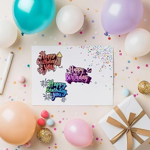 GLOBLELAND Birthday Vintage Labels Clear Stamp for Card Making, Birthday Party Greetings Tags, Silicone Clear Stamp Seal, DIY Scrapbooking Journal Album Decor in Kuwait