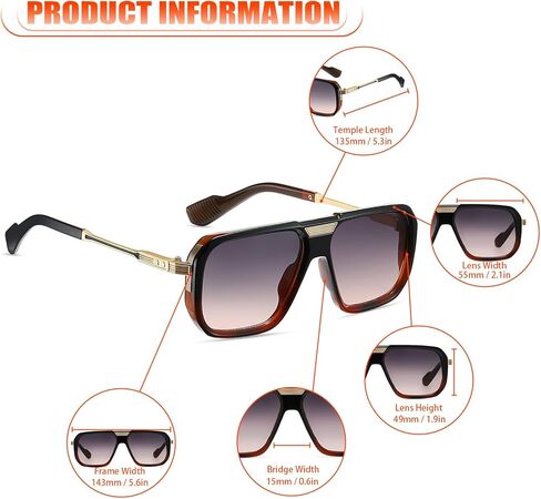 Vintage Retro Rectangle Sunglasses for Men Women 70s Square Sun Glasses Chunky Frame in Kuwait