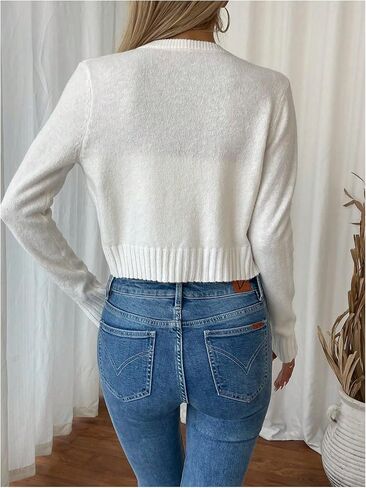 GORGLITTER Women's Lightweight Cropped Cardigans Button Up Long Sleeve Knit Sweater Dressy Fall Fashion 2025 in Kuwait