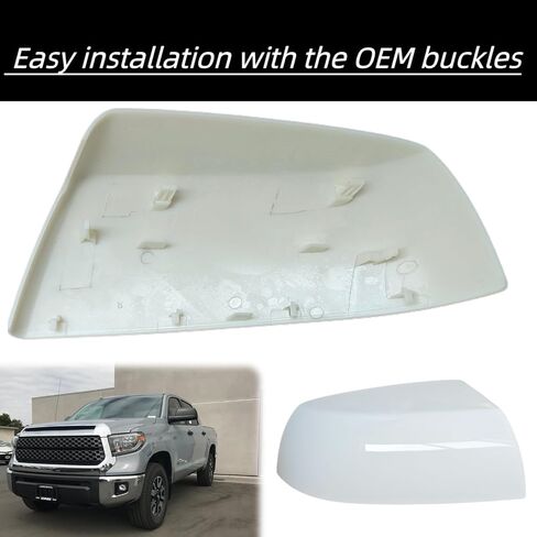 أغطية غطاء مرآة جانبية مع مقاطع تتناسب مع تويوتا سيكويا 2010-2022 و Toyota Tundra 2007-2013 (Super White) in Kuwait