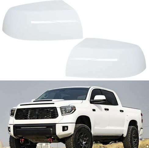 أغطية غطاء مرآة جانبية مع مقاطع تتناسب مع تويوتا سيكويا 2010-2022 و Toyota Tundra 2007-2013 (Super White) in Kuwait