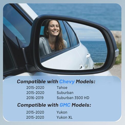Passenger Right Side Mirror Glass - Compatible with GMC & Chevy Vehicles - Yukon, Tahoe, Suburban 2015-2020, with Heated, without Auto Dimmig, Replace# 22976560, GM1325147 in Saudi Arabia