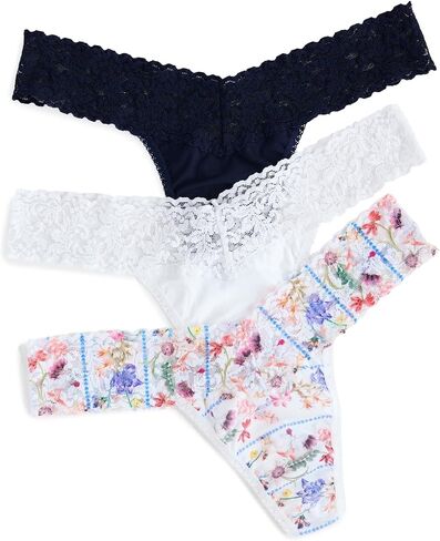 hanky panky Women's Flower Crown Low Rise Thong 3 Pack in Saudi Arabia