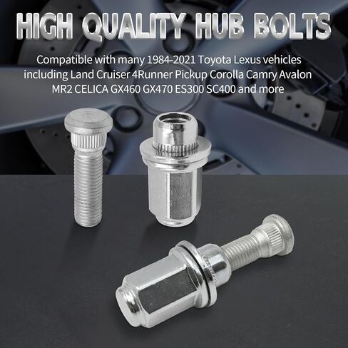 Uoienrt 4pcs M12x1.50 90942-01058 90942-02049 Hub Bolt Wheel Lug Stud Nut Kit Presentive for Toyota Corolla Camry 4runner Land Cruiser supra Avalon Sienna Lexus GS350 GX460 ES300 in Saudi Arabia