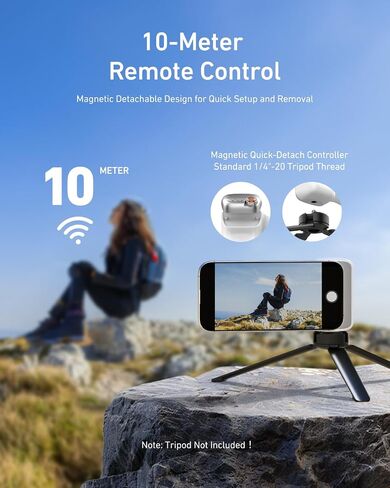 TELESIN Magnetic Phone Camera Grip for iPhone/Android Fun Shot with Detachable Wireless Shutter Remote - Official Certification - 1/4" Tripod Screw - Comfort Ergonomic Camera Grip Handle Holder in Kuwait