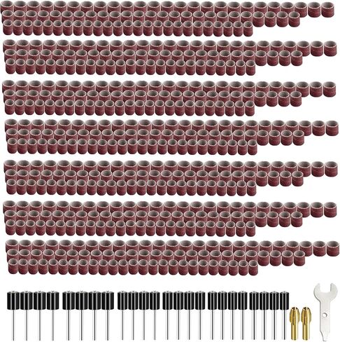 Tnisesm 62Pcs Sanding Bits & Sanding Drum Set for Dremel Rotary Tool with Box, Aluminium Oxide Tough Enough to Metal Rust Removal/Smoothing/Sharpening, Different Shape Meet More Needs in Kuwait