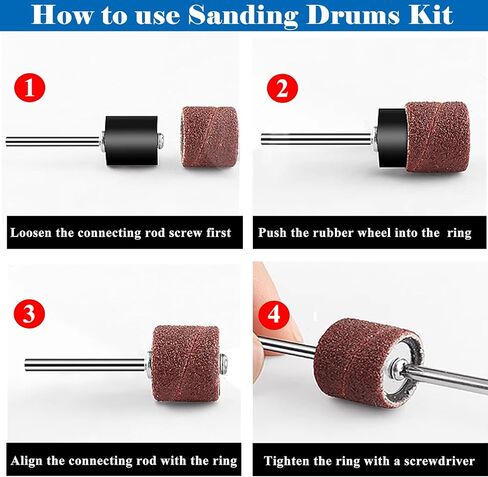 Tnisesm 62Pcs Sanding Bits & Sanding Drum Set for Dremel Rotary Tool with Box, Aluminium Oxide Tough Enough to Metal Rust Removal/Smoothing/Sharpening, Different Shape Meet More Needs in Kuwait