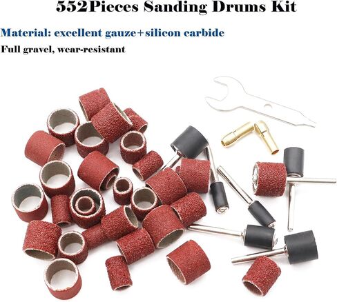 Tnisesm 62Pcs Sanding Bits & Sanding Drum Set for Dremel Rotary Tool with Box, Aluminium Oxide Tough Enough to Metal Rust Removal/Smoothing/Sharpening, Different Shape Meet More Needs in Kuwait