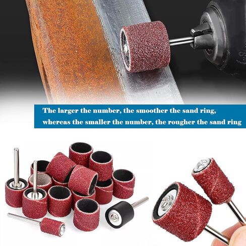 Tnisesm 62Pcs Sanding Bits & Sanding Drum Set for Dremel Rotary Tool with Box, Aluminium Oxide Tough Enough to Metal Rust Removal/Smoothing/Sharpening, Different Shape Meet More Needs in Kuwait