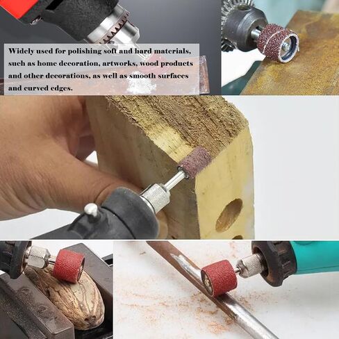 Tnisesm 62Pcs Sanding Bits & Sanding Drum Set for Dremel Rotary Tool with Box, Aluminium Oxide Tough Enough to Metal Rust Removal/Smoothing/Sharpening, Different Shape Meet More Needs in Kuwait