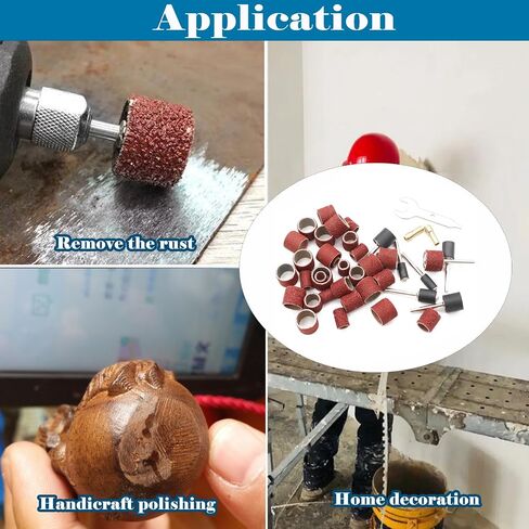 Tnisesm 62Pcs Sanding Bits & Sanding Drum Set for Dremel Rotary Tool with Box, Aluminium Oxide Tough Enough to Metal Rust Removal/Smoothing/Sharpening, Different Shape Meet More Needs in Kuwait