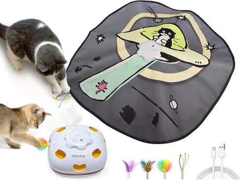 ORSDA Cat Toys for Indoor Cats, 5 in 1 Interactive Cat Toy, Rechargeable Automatic Enrichment Toys for Cats Home Alone for Bored Indoor Adult Cats Self Play Kitten Toys for Exercise, Touch Activated in Kuwait