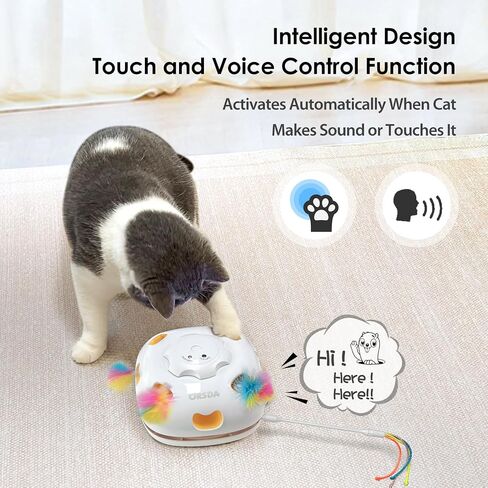 ORSDA Cat Toys for Indoor Cats, 5 in 1 Interactive Cat Toy, Rechargeable Automatic Enrichment Toys for Cats Home Alone for Bored Indoor Adult Cats Self Play Kitten Toys for Exercise, Touch Activated in Kuwait