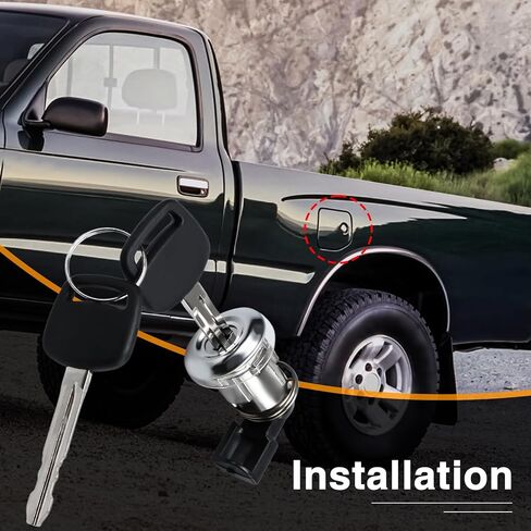 FUSCH Fuel Tank Cap Cover Fuel Door Lock Cylinder W/ 2 Keys Set Compatible with 1995-2004 Toyota Tacoma 2000-2003 Tundra Gas Fuel Filler Lid Cylinder Lock Replace # : 69058-35140 in Saudi Arabia