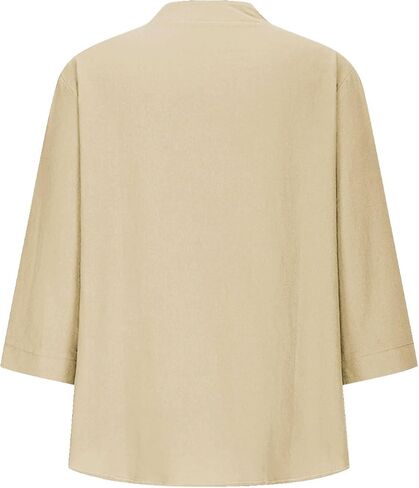 Linen Tops for Women 2025 Summer 3/4 Sleeve V Neck Casual Blouses Summer Beach Vacation Dressy Loose Light Shirts in Saudi Arabia