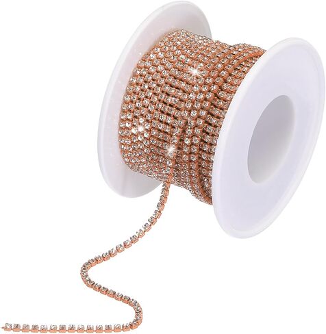 MECCANIXITY 10 Yard 2mm Crystal Rhinestone Diamond Close Chain Trim Trimming Claw Cup Chain for Sewing, Crafts, DIY Jewelry Wedding Decorations White Gems Gray Base in Saudi Arabia
