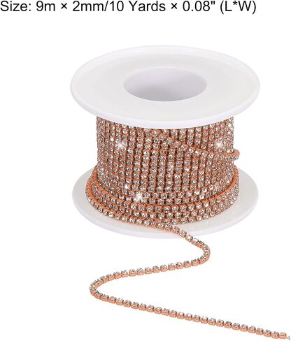 MECCANIXITY 10 Yard 2mm Crystal Rhinestone Diamond Close Chain Trim Trimming Claw Cup Chain for Sewing, Crafts, DIY Jewelry Wedding Decorations White Gems Gray Base in Saudi Arabia