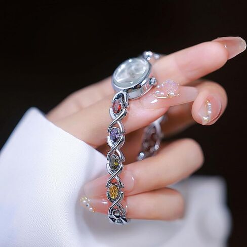 الذهب السوار الكريستالي الذهب الملون ساعة للنساء مقاوم للماء الكوارتز wristwatch عتيقة صغيرة in Kuwait