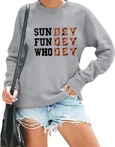 لعبة Day Dayshirt للنساء Sundey Fundey Sweetshirt موسم كرة القدم Pullover Long Sleeve Crewneck قمم غير رسمية in Kuwait