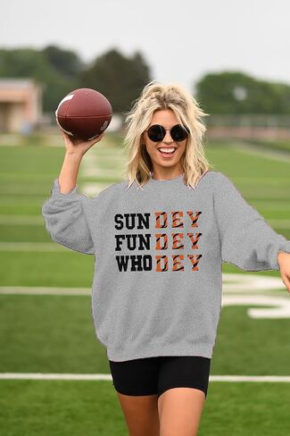 لعبة Day Dayshirt للنساء Sundey Fundey Sweetshirt موسم كرة القدم Pullover Long Sleeve Crewneck قمم غير رسمية in Kuwait