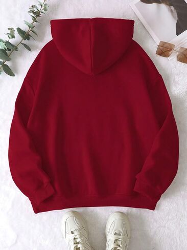 SHENHE Women's Letter Print Thermal Lined Hooded Sweatshirt Graphic Hoodie Pullover in Kuwait