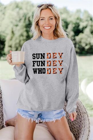 لعبة Day Dayshirt للنساء Sundey Fundey Sweetshirt موسم كرة القدم Pullover Long Sleeve Crewneck قمم غير رسمية in Kuwait