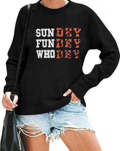 لعبة Day Dayshirt للنساء Sundey Fundey Sweetshirt موسم كرة القدم Pullover Long Sleeve Crewneck قمم غير رسمية in Kuwait