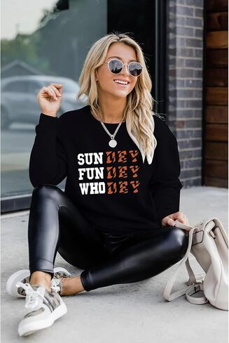 لعبة Day Dayshirt للنساء Sundey Fundey Sweetshirt موسم كرة القدم Pullover Long Sleeve Crewneck قمم غير رسمية in Kuwait