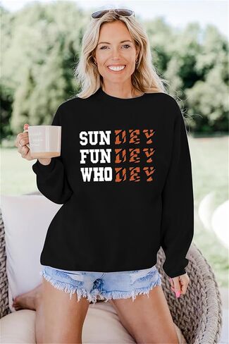 لعبة Day Dayshirt للنساء Sundey Fundey Sweetshirt موسم كرة القدم Pullover Long Sleeve Crewneck قمم غير رسمية in Kuwait