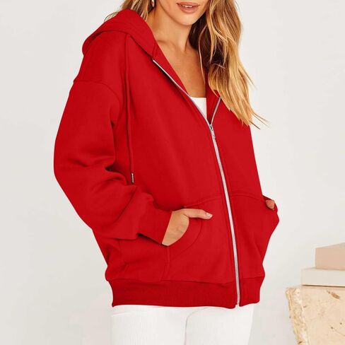 Zip Up Hoodie Women Hooded Oversized Sweatshirts Long Sleeve Casual Zipper Hoodies Jacket Y2k Fall Winter Outfits in Kuwait