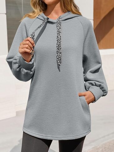 Fisoew Womens Casual Oversized Hoodies Loose Drawstring Long Sleeve Fleece Hooded Pullover Sweatshirts in Saudi Arabia