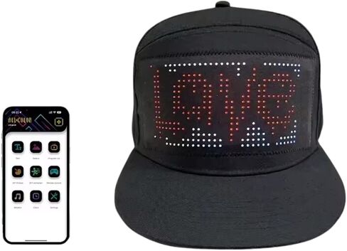 LED Display Hat, LED Scrolling Hat, Cotton LED Cap, Cell Phone Editable Bluetooth Costume Cool Novelty Hat for Party in Saudi Arabia