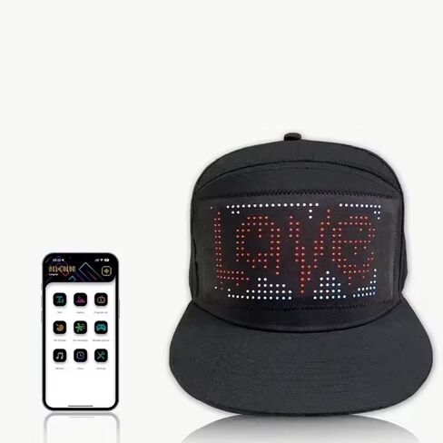 LED Display Hat, LED Scrolling Hat, Cotton LED Cap, Cell Phone Editable Bluetooth Costume Cool Novelty Hat for Party in Saudi Arabia